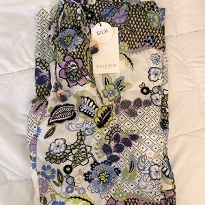 NWT - Hale Bob SILK wide leg drawstring pants